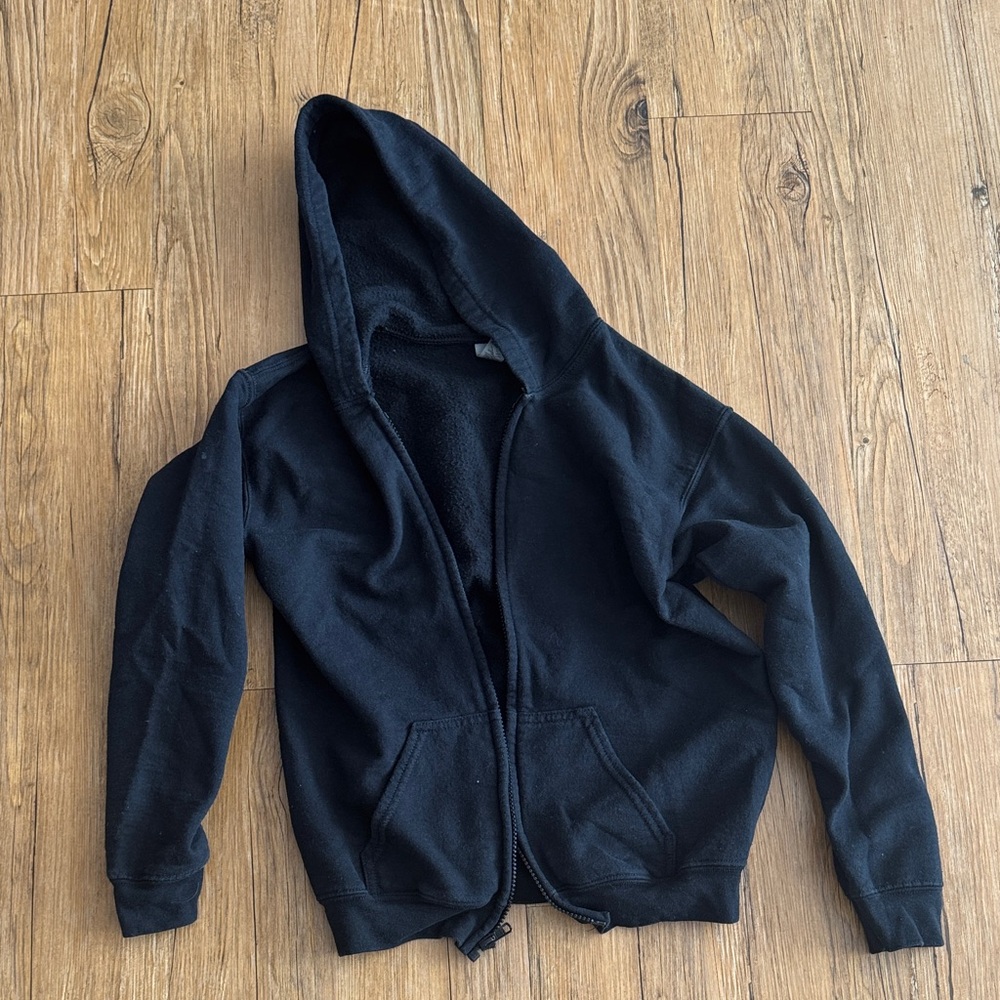 Black Hooded Zip-Up Sweatshirt
